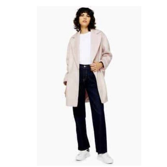 Topshop Womens 8 Pink Long‎ Sleeve Collared Fuzzy One Button Lined Jacket Coat - Picture 1 of 12